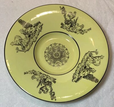 Mottahedeh Creil Reproduction 6'' Saucer Yellow & Black