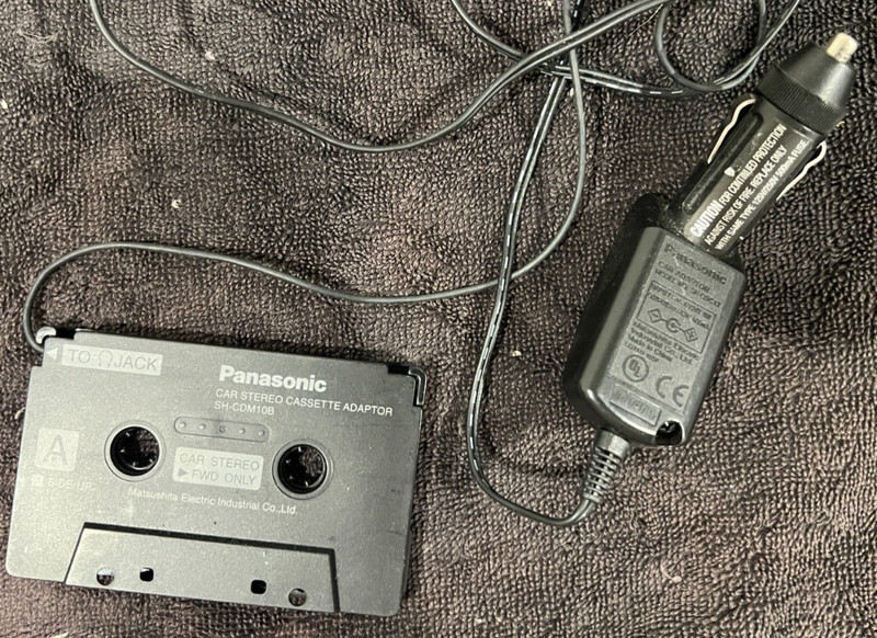 Panasonic Wired Car Stereo Audio Cassette Adapter To CD player power cord bundle