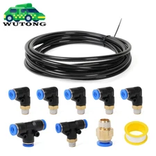 PU Air Hose Pipe Tube Kit 1/4" Push to Connect Air Fittings 8pcs Line Connector