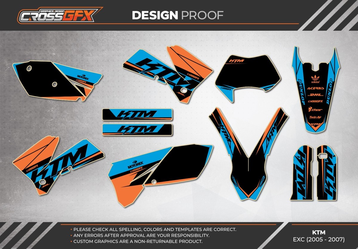2005 2006 2007 Graphics Kit Fits for KTM EXC 300 400 450 525