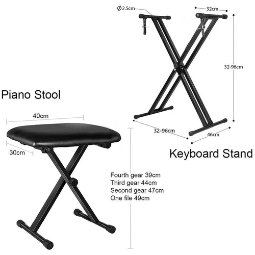 Adjustable Music Keyboard Stand Portable Piano Stool X-Shaped Bench Seat Set AU - Picture 12 of 21