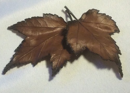 Vintage Natures Creations Double Maple Leaf Brooch