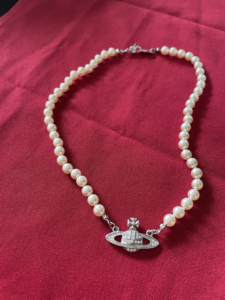 Authentic Vivienne Westwood Mini Bas relief Pearls and Silver 15