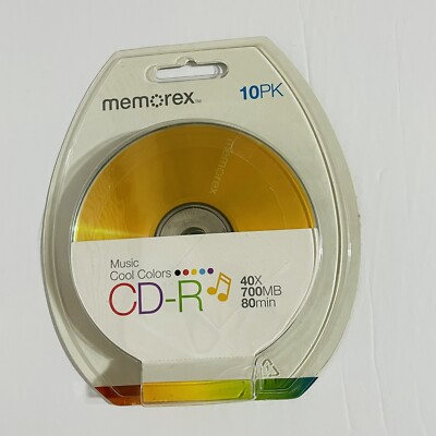 Memorex music cool colors CD-R 10 pack 40×700MB 80 minutes | eBay