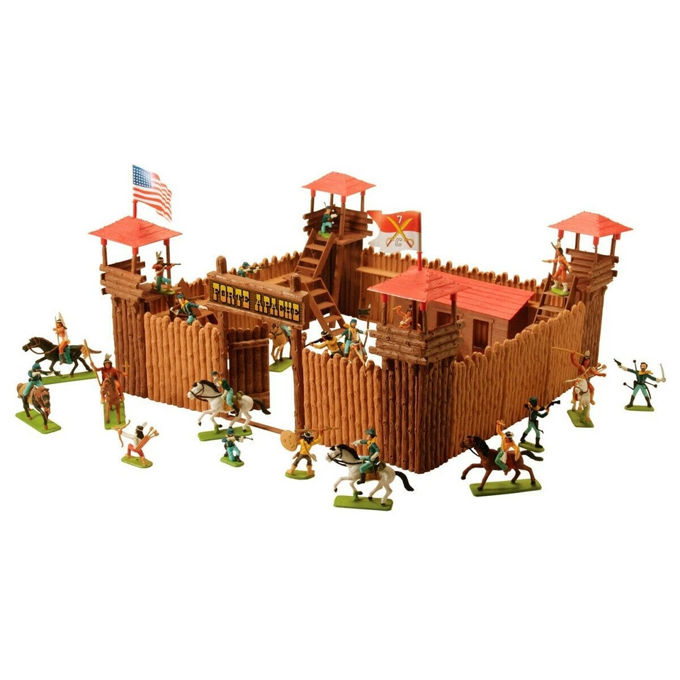 Fort Apache Vintage Old West Cowboy Indian Figures Super Battle Playset Marx - Image 3 of 4