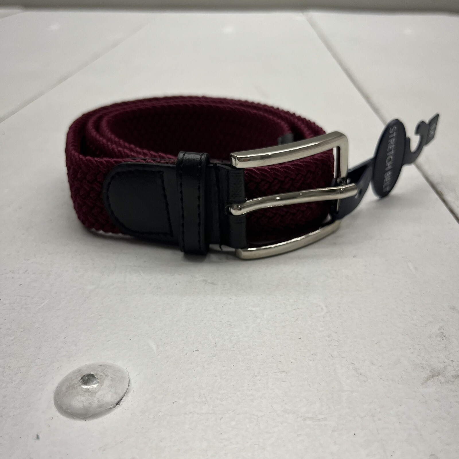 Umo Lorenzo Burgundy Stretch Braided Belt Unisex Adult Size Medium 