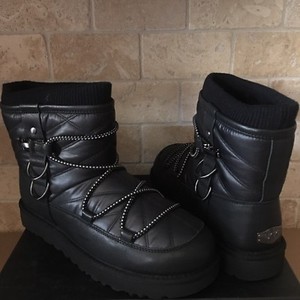 black leather classic ugg boots