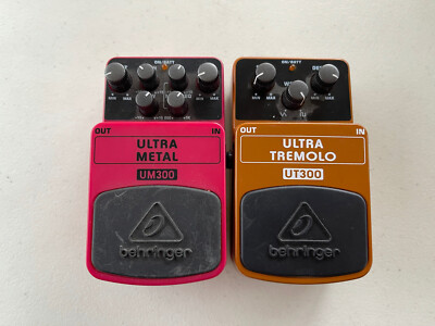 Behringer UM300 Ultra Metal + UT300 Ultra Tremolo Guitar Effect Pedal Lot
