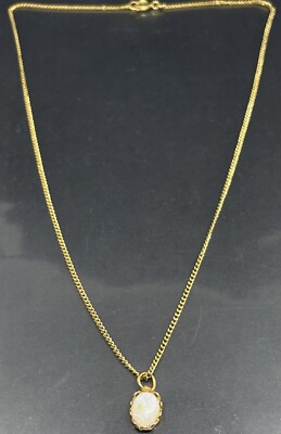 Lois Jean Gold Tone Opal Women s Pendant Dainty Elegant Chain Necklace 16 1/4 