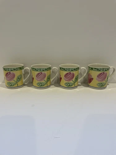 Villeroy & Boch SWITCH Summerhouse ‘A Rose’ Set of 4 (8oz.) Coffee/Tea Mugs Mint