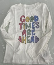 NWT Gap Girl White LS T-shirt size XL 12 Year sparkle  Good Times Are Ahead  