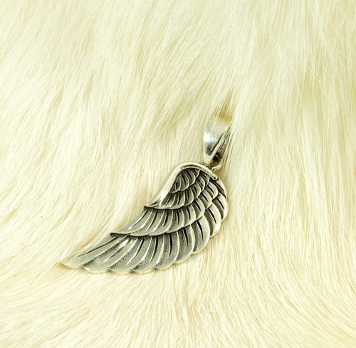 Solid 925 Sterling Silver Angel Wing Pendant, Religious Hope & Protection Charm - Picture 3 of 8