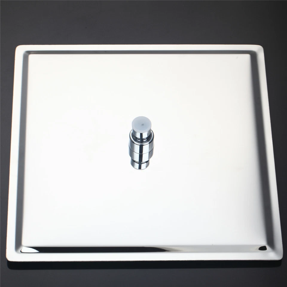 12" Chrome Rain Shower Faucet Set Square Shower Head Tub Mixer Control Valve Tap - Image 3 of 4