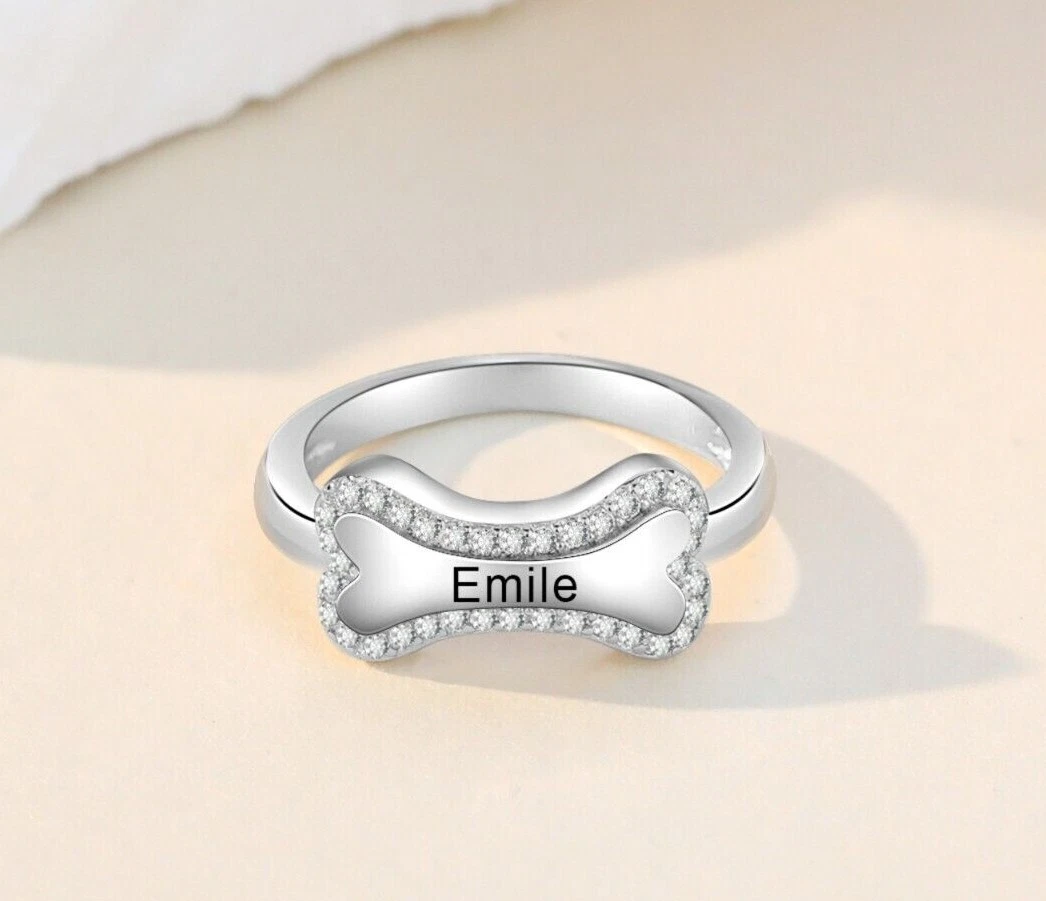 Engraved dog 2024 bone ring