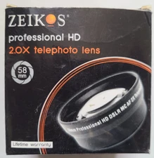 ZEIKOS HD 2.0X TELEPHOTO 58mm Thread Lens Attachment SLR DSLR MC AF JAPAN