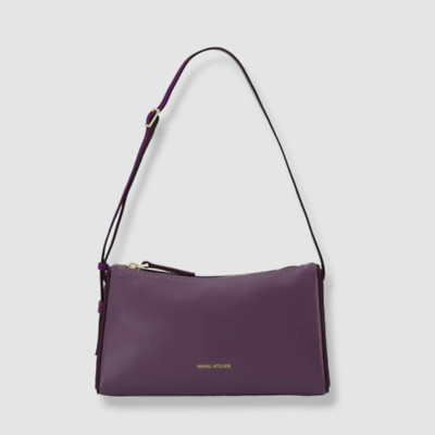 $435 Manu Atelier Women's Purple Calf Leather Prism Shoulder Bag