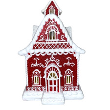 Christmas 14" Victorian LED Village Icing Resin GINGERBREAD HOUSE Decor New