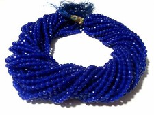 5 Strand Hot Blue Chalcedony Round Faceted 4-4.5mm Gemstone Loose Beads 13"Inch