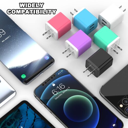 6Pack USB Wall Charger 2.4A Dual USB Port Cube Power Plug Adapter Fast Phone ... - Picture 7 of 7