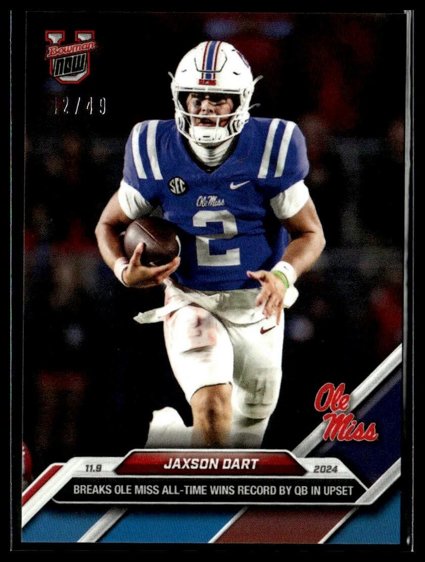 2024 Topps Bowman U Now 40 Jaxson Dart Ole Miss Rebels Wins Record Blue 42/49