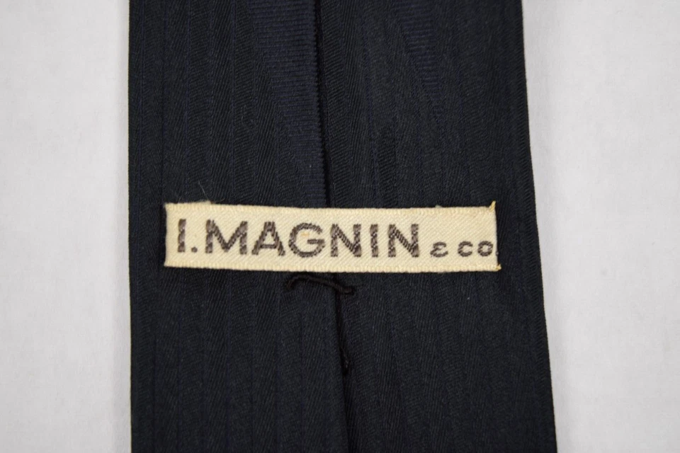 Neck Tie VTG I Magnin Bronzini  50s 60s Eagle Ribbed Slim Silk Tie 55" x 2.25" - Image 4 of 4