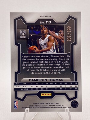 PSA10 Cameron Thomas Prizm ルーキーカード NBA PSA10 Cameron Thomas Prizm ルーキーカード NBA（Cameron