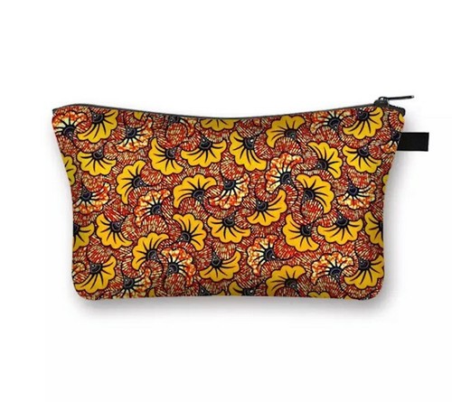 African Print Cosmetic Makeup Travel Tote Canvas Case Storage Zip Bag - Picture 22 of 22