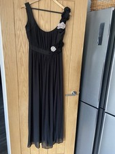 Next size 8 long sleeveless black dress flowers evening cocktail party cruise