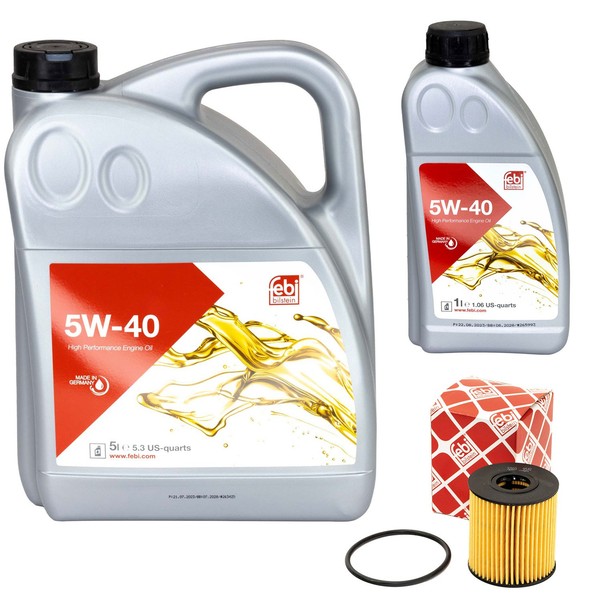 MotoröL Set Febi SAE 5W-40 6 Liter + ÖLfilter 32103 FüR Citroen Ford Peugeot 407-image