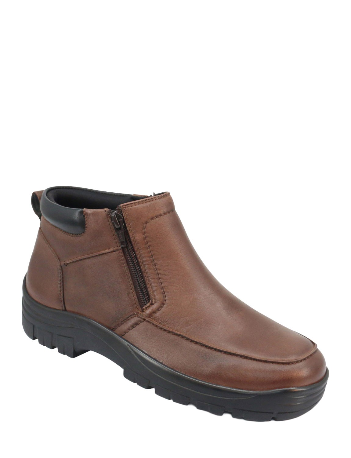 Bota de cuero para hombre de ajuste ancho impermeable con doble cremallera con tobillo acolchado suave y resistente