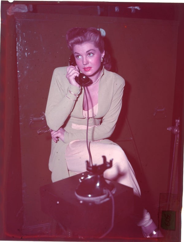 Esther Williams Original Photo Transparency 1940's between scenes on telephone