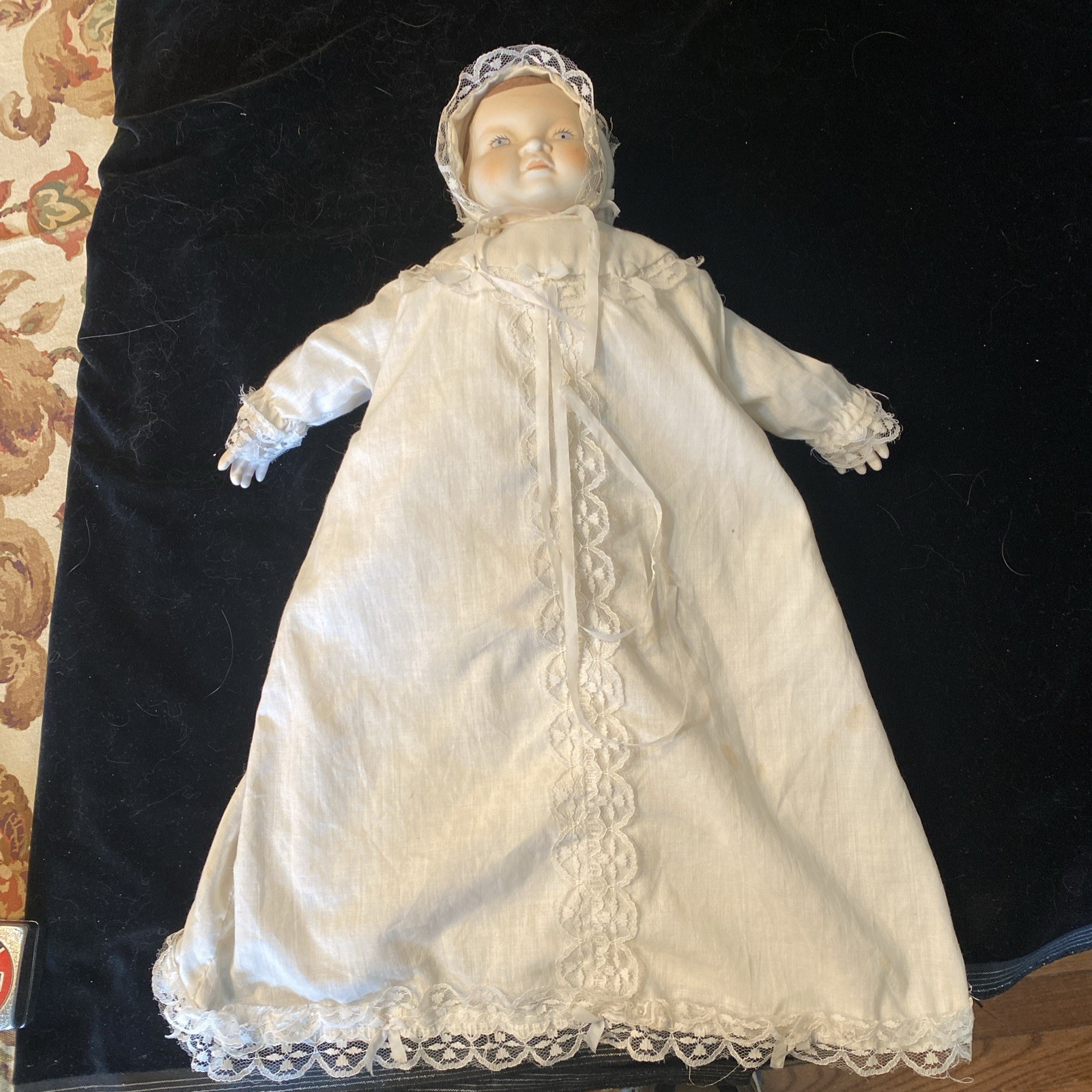 Vintage Grace S Putnam Bye Lo Baby Doll 14” Bisque head cloth frog body