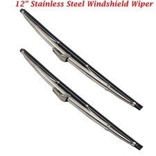 12 In Polished Stainless Steel Front Windshield Wiper Blades 1 Pair