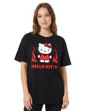 Sanrio Hello Kitty Women's Angry Kitty with Flames Short Sleeve T-Shirt