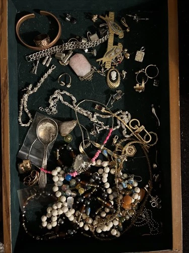 Vintage Junk Drawer Mostly Wearable  Costume Jewelry Mixed Stones And Metals