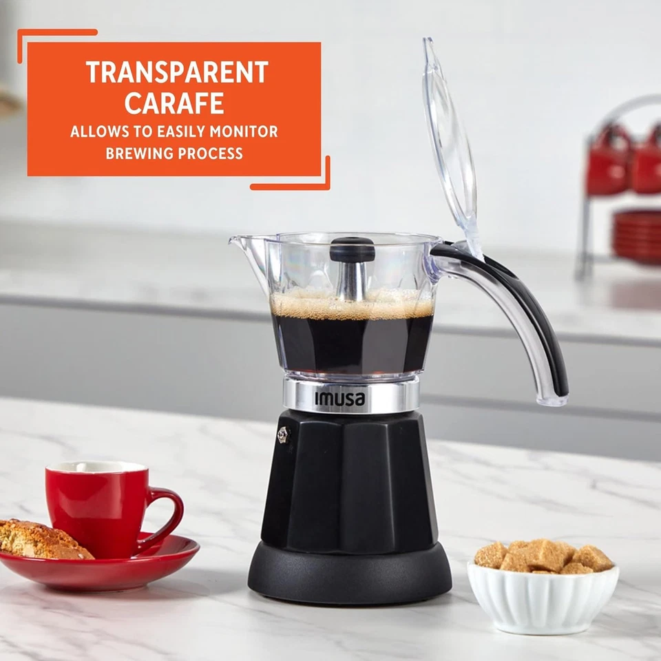 Cafetera espresso eléctrica de 6 o 3 tazas máquina de café negra para café cubano, Moka a Foto 4 de 4