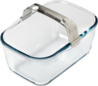 PYREX Airfryer Glas-Backform 20 x 14 cm mit abnehmbarem Edelstahl-Clip-Griff