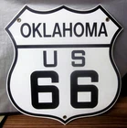 Vintage US Route 66 Sign~Oklakoma State Porcelain Highway Road Gas Oil Pump Sign