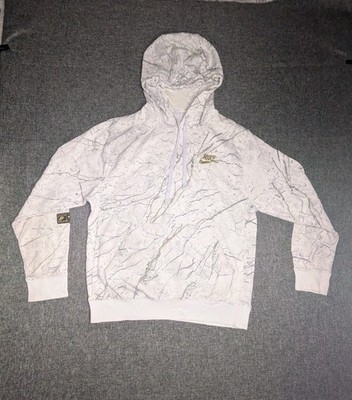 Nike Mens Small Gray Marble Hoodie Team Sports Pullover Sweatshirt Unique Jacket