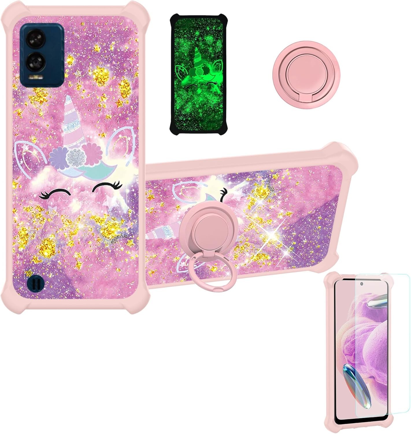 Blu View Speed 5G Case with Tempered Glass Screen Protector and Ring Support