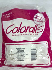 3 Pair Coloralls Pantyhose AB Basic White Sandlefoot Slightly Imperfect 0053-033