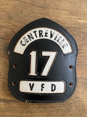 Vintage Leather Fire Helmet Front Shield