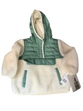 New London Fog Baby Girls Hooded Pullover Anorak Jacket Sherpa Nylon SZ 18 Mos