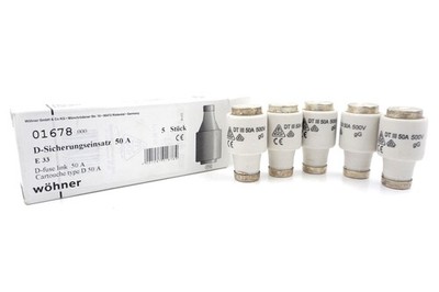 5 Stück Wöhner 01678 D-Sicherungseinsatz 50A 500V DIII / E 33