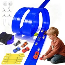 Flexible Race Track Toys for Kids: 19.6 Ft Flex Race Car Ramp Track with Suction