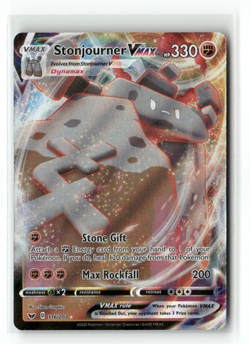 Stonjourner VMAX 116/202 Holo VMAX Rare Sword & Shield Pokemon Holo Near Mint