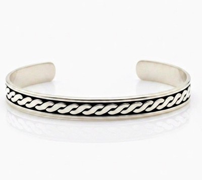 Taxco Mexico signiertes 925 Sterling Silber geflochtenes Armreif Armband 15 g