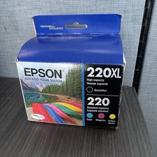 Genuine Epson 220XL Black & 220 Color Ink Cartridge Damaged Box 11/2025 Sealed
