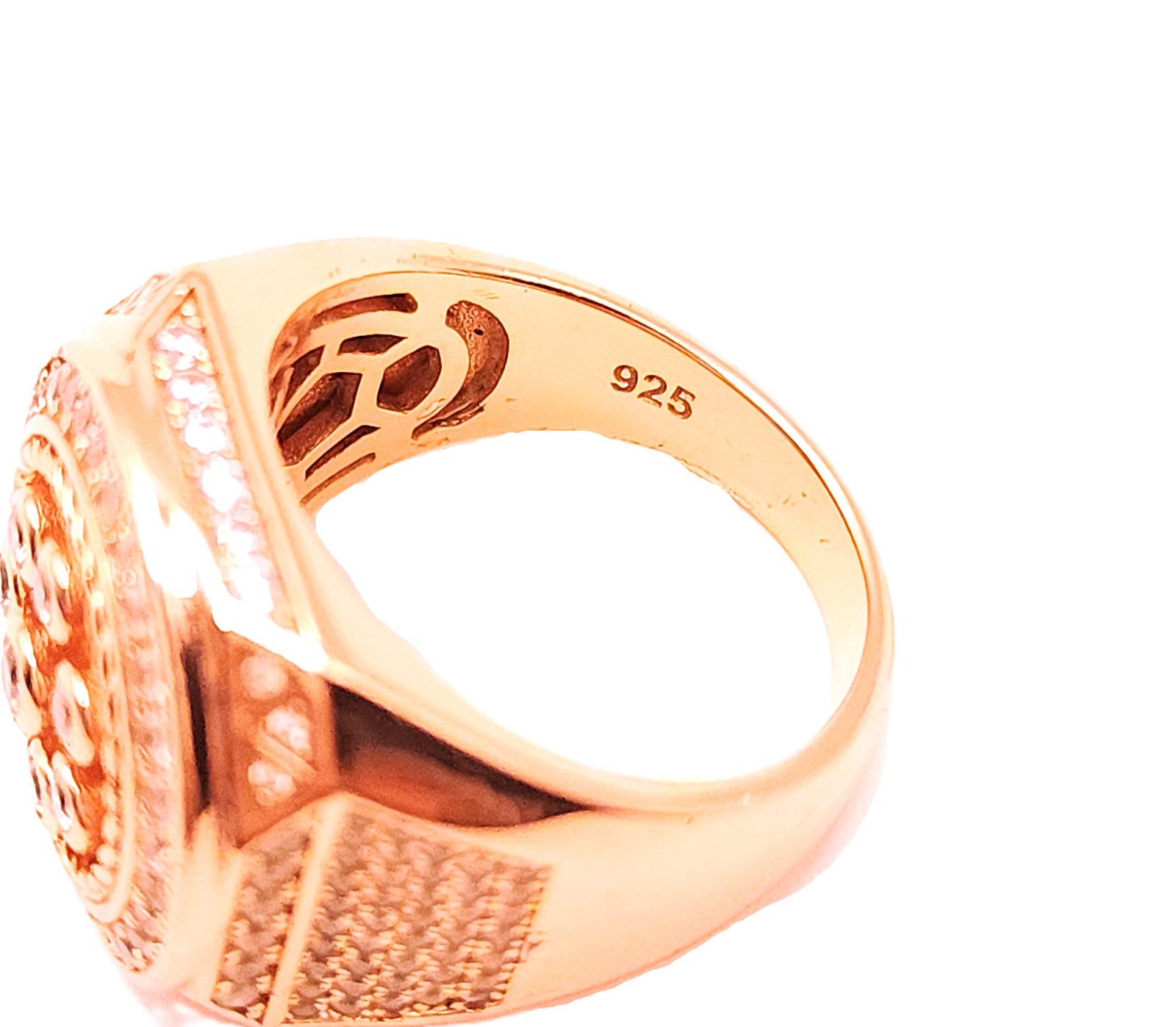 Sterling Silver Rosetone Round Cluster Ring Size:… - image 6