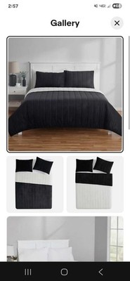 Mainstays Crystal Mink Velvet Reversible Adult Quilt, Zig Zag Stripe, Black,Full